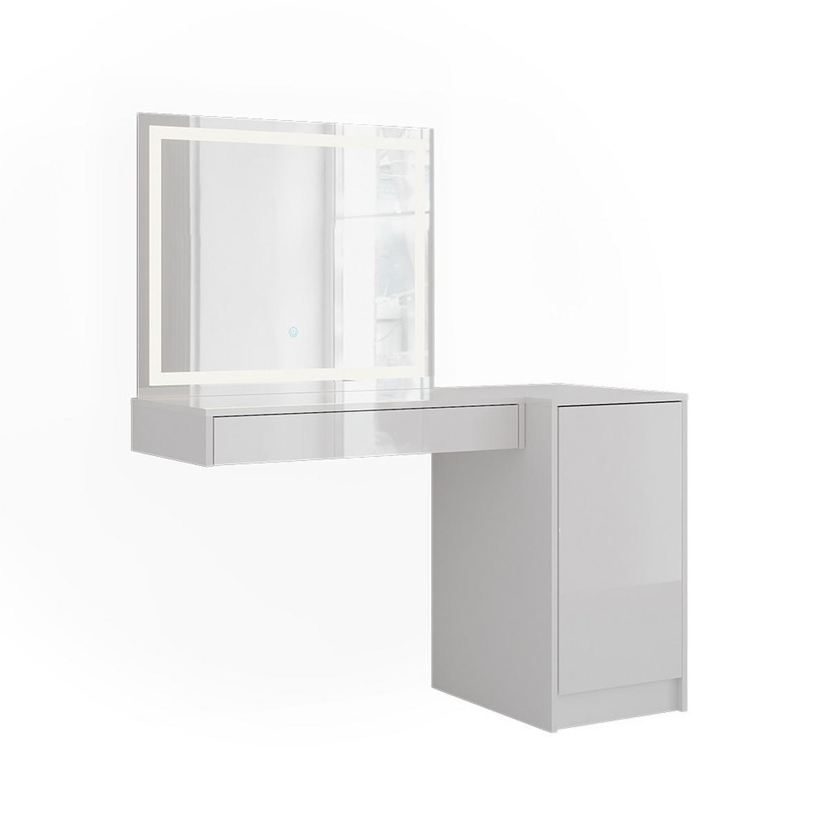 SCHMINKTISCH Sherry Weiß/Weiß Hochglanz 120 cm 3 Teile - Weiß Hochglanz, Holzwerkstoff (120/76/50.1cm) - Vicco