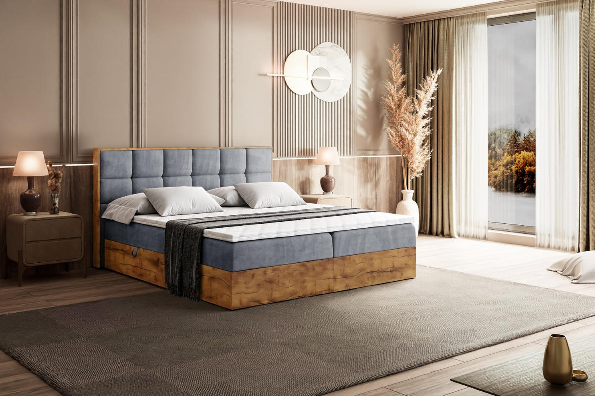 BOXBETT mit Matratze H4 und Lattenrost - LOLLI2 - 140x200 - Grau - Grau, Holzwerkstoff/Kunststoff (140/200cm) - ALTDECOR