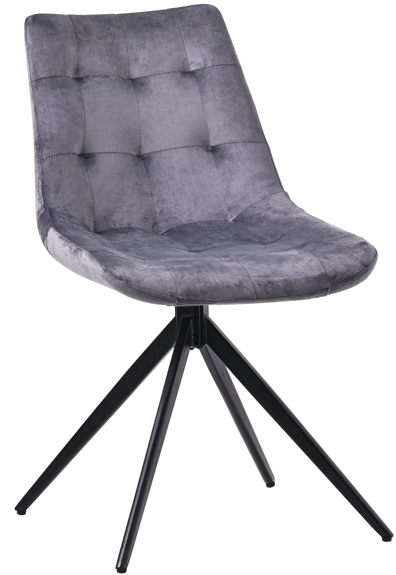 DREHSTUHL Samt dunkelgrau - Dunkelgrau/Schwarz, Textil/Metall (48/82/56cm) - CLP