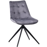 DREHSTUHL Samt dunkelgrau - Dunkelgrau/Schwarz, Textil/Metall (48/82/56cm) - CLP