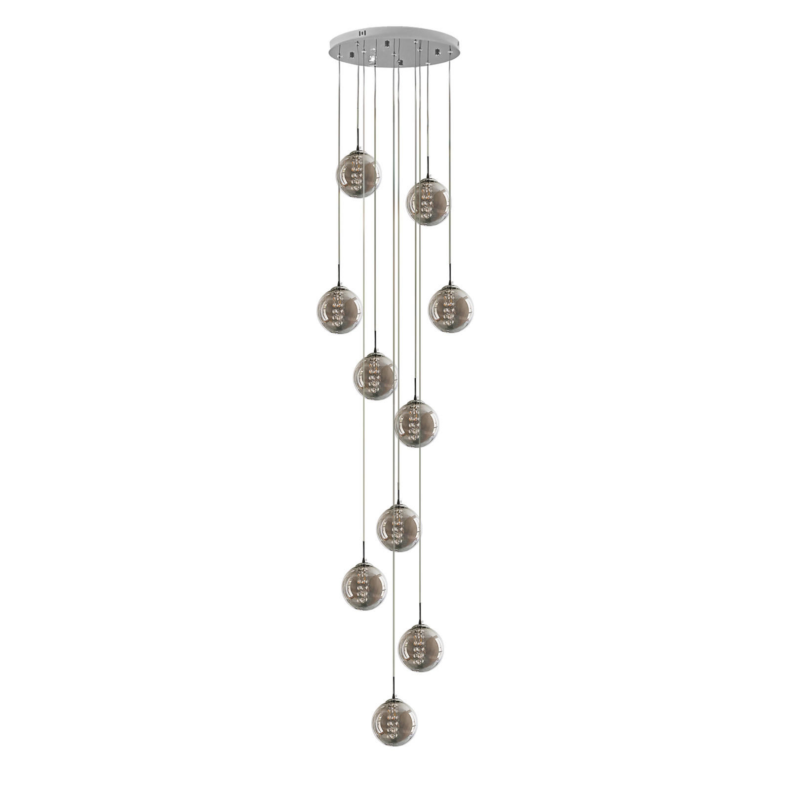 HÄNGELEUCHTE Energie 10-flammig 41/41/240 cm - Grau, Glas (41/41/240cm) - Nettlife