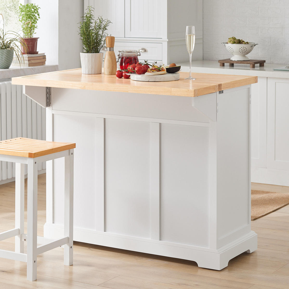 KÜCHENINSEL Weiß-Natur - Weiß, Holz/Holzwerkstoff (115/92/71cm) - SoBuy