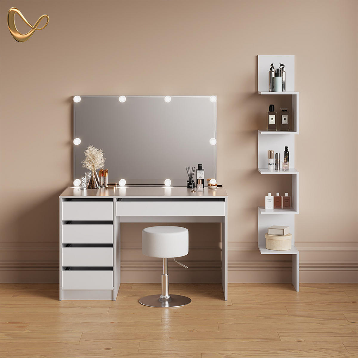 ECKREGAL Paolo Weiß 28 x 175.4 cm mit 5 Fächern - Weiß, Holzwerkstoff (28/175.4/28cm) - Vicco