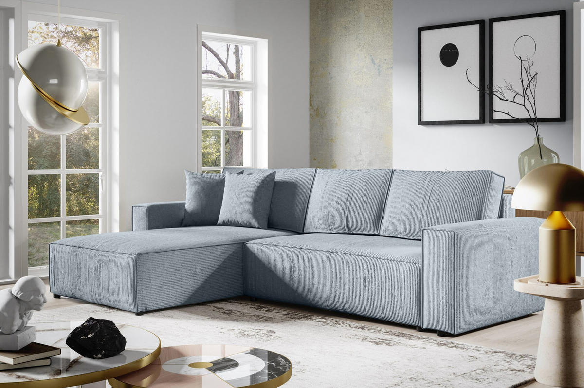ECKSOFA Bento L Hellgrau - Hellgrau, Naturmaterialien (294/185cm) - Meblito