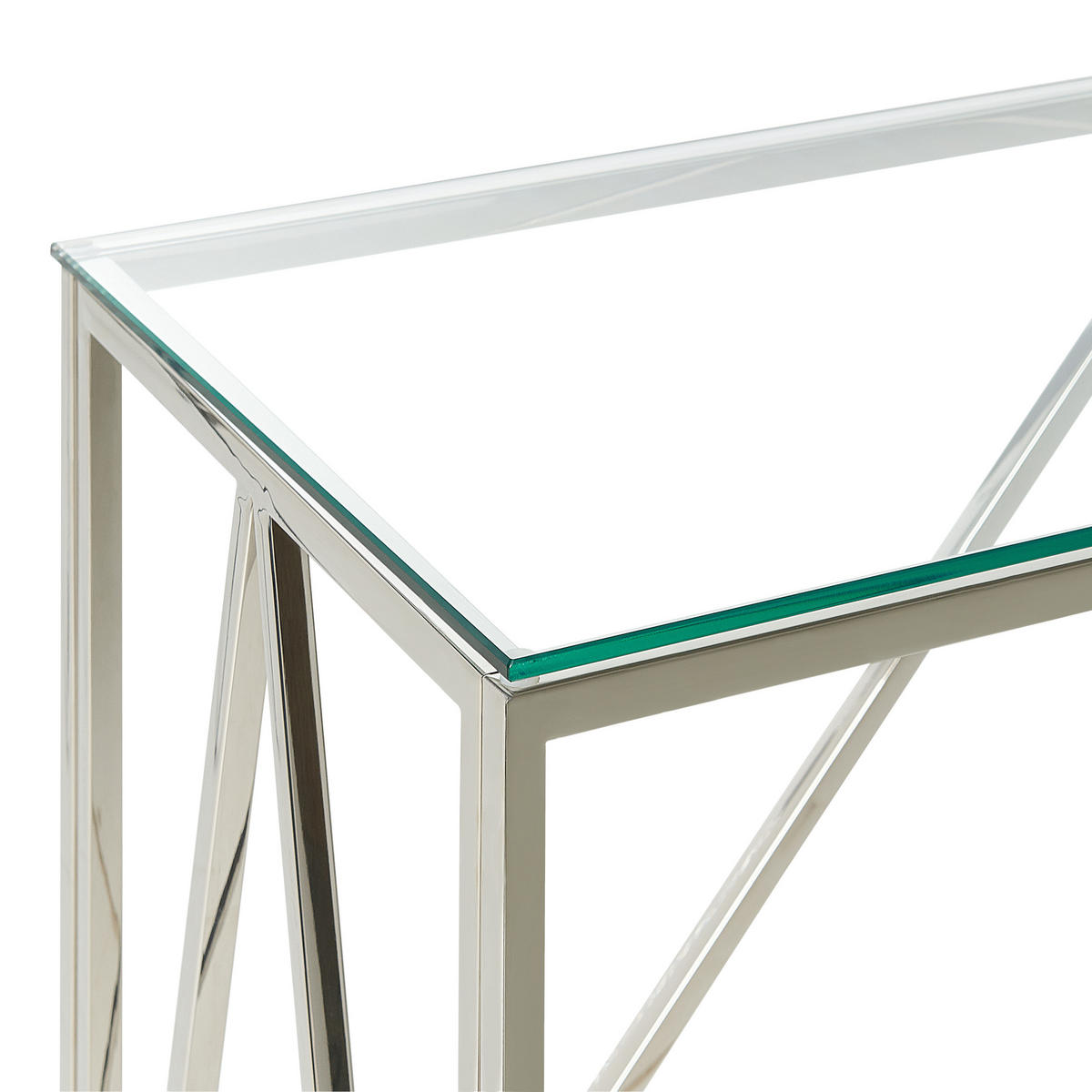 KONSOLENTISCH Glas transparent/silber Weso - Transparent/Silberfarben, Glas (40/120/78cm) - Beliani