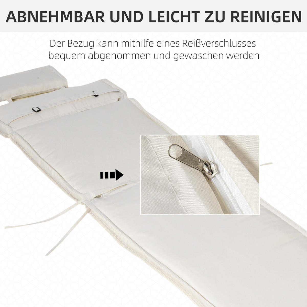 SITZKISSEN, Polyester, Cremeweiß - Creme, Naturmaterialen/Kunststoff (53/5/198cm) - Outsunny