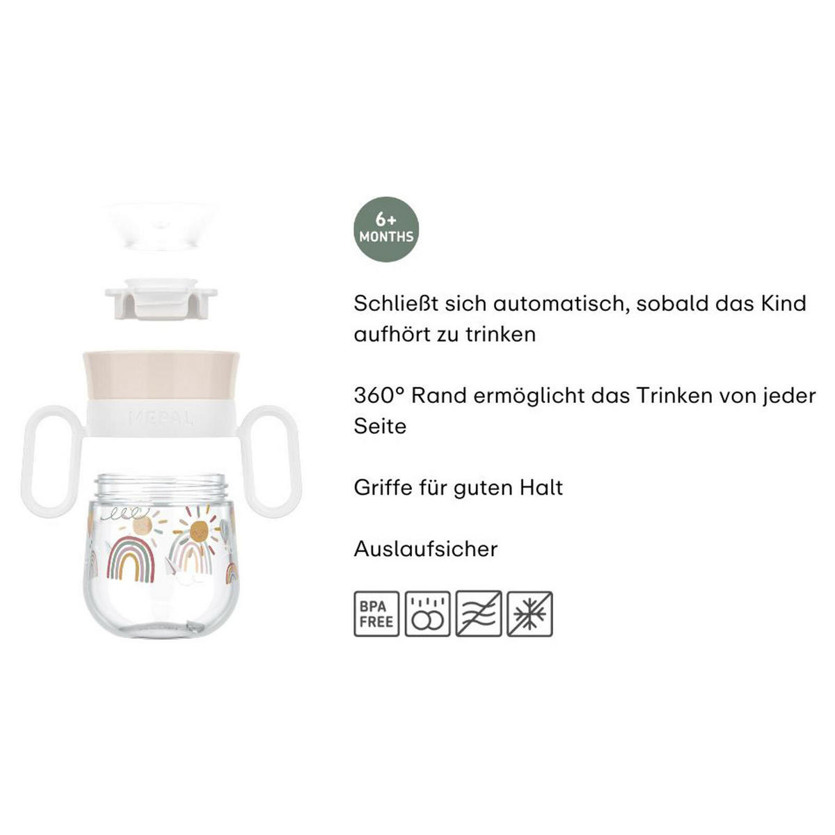 360° TRINKLERNBECHER Mio (2025) Forest Friends 200 ml - Weiß/Hellblau, Kunststoff (0.2L) - Mepal