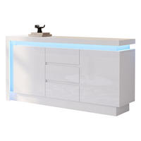 SIDEBOARD Weiß mit Hochglanzfront, App-gesteuerter LED und verstellbaren Einlegeböden 140 × 35 × 72 cm - Weiß, Holzwerkstoff (140/72/35cm) - Luhomfu