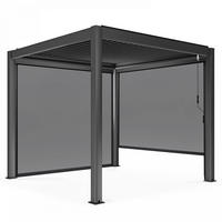 PERGOLA 3x3m, motorisiert mit 2 Markisen, Grau - Grau, Metall (296/257/296cm) - Oviala