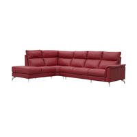 ECKSOFA Borea Echtleder Rot - Rot, Leder/Metall (220/310cm)