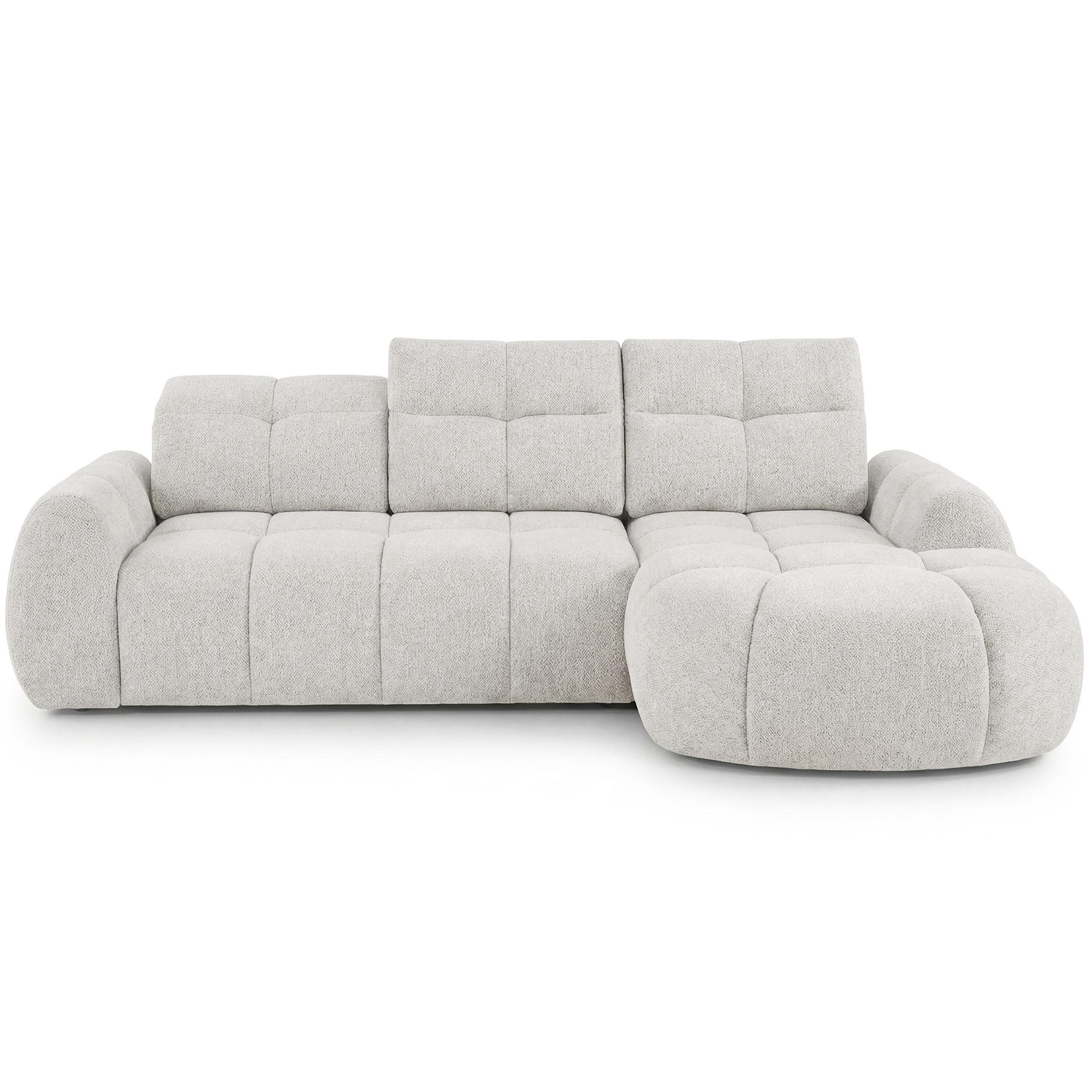 ECKSOFA Sorel Mini mit Automatisch verstellbarer Sitztiefe und Kopfstützen, rechts, Hellbeige - Beige, Textil (275/190cm) - Beautysofa