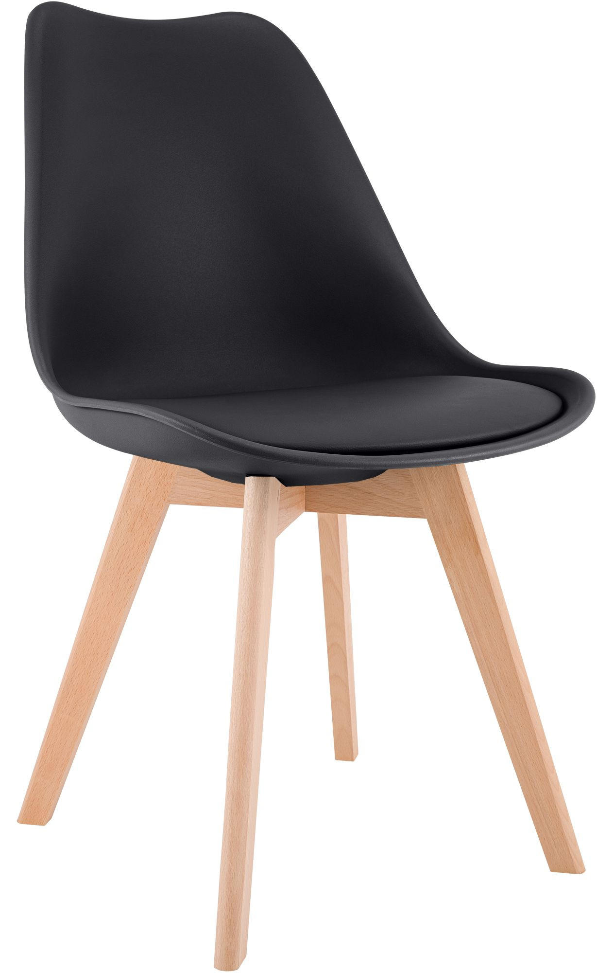 STUHL Kunststoff schwarz - Eukalyptusholzfarben/Schwarz, Holz/Kunststoff (49/83/50cm) - CLP