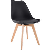 STUHL Kunststoff Schwarz - Eukalyptusholzfarben/Schwarz, Holz/Kunststoff (49/83/50cm) - CLP