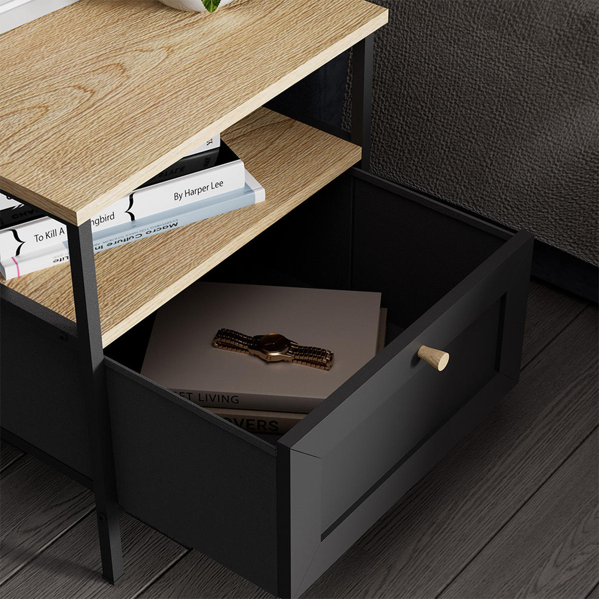 NACHTTISCH Lunis Schwarz 45 x 47 cm 2er Set - Schwarz, Holzwerkstoff (45/47/45cm) - Vicco