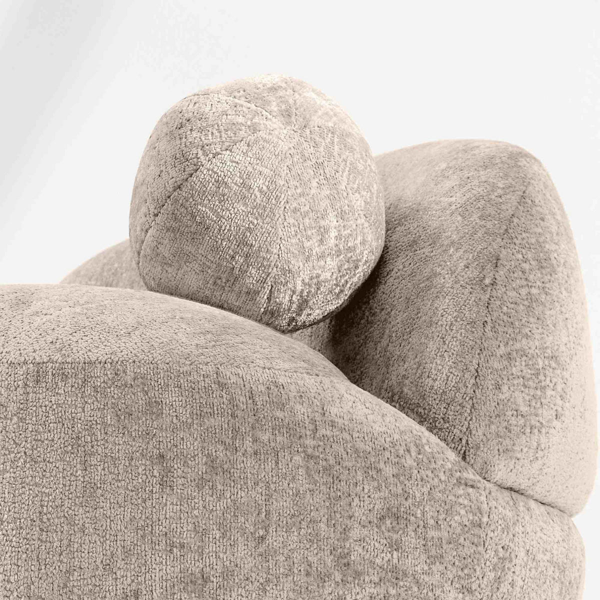 SESSEL NELUM Chenille-Stoff, rund, Creme - Creme/Schwarz, Holz/Holzwerkstoff (76/64/76cm) - KONSIMO®