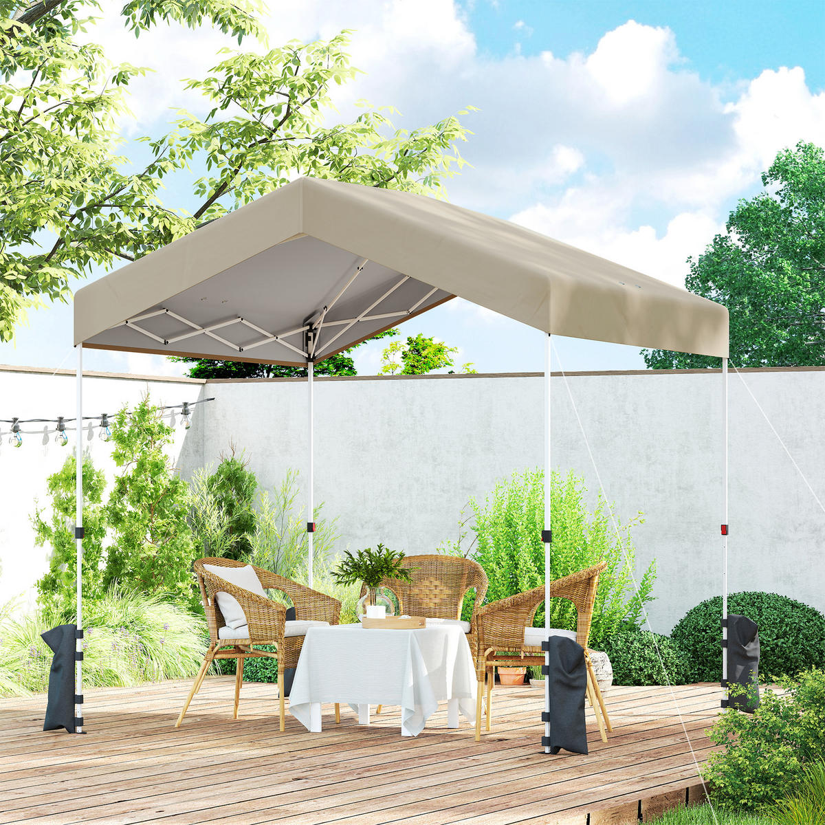 PAVILLON, 2,4 x 2,4 m, Pop-up, UPF 50+, höhenverstellbar, Beige - Beige, Metall (239/257/241cm) - Vallsero