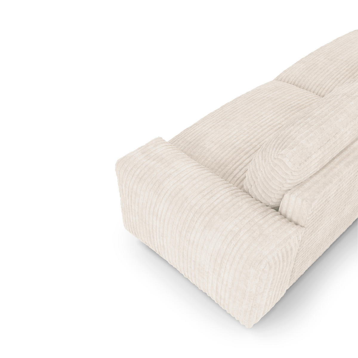 SOFA 3-SITZER Gerippter Samt XXL Creme 220cm - Creme, Textil (220/75/120cm) - Sia Home