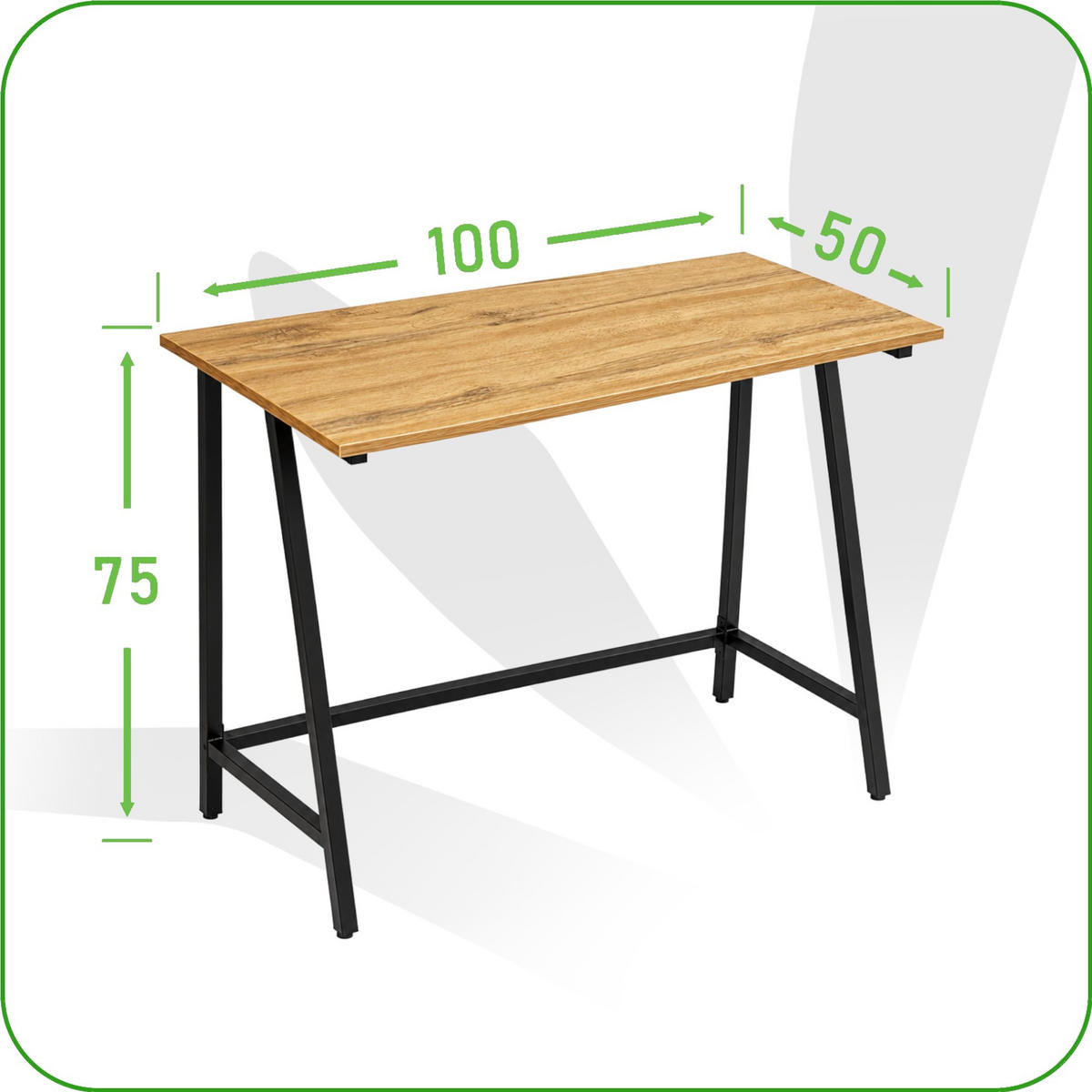 SCHREIBTISCH MDF Metall Eiche Schwarz Industrial 100x50x75 cm - Eichefarben, Holzwerkstoff (50/100/75cm) - Begryf