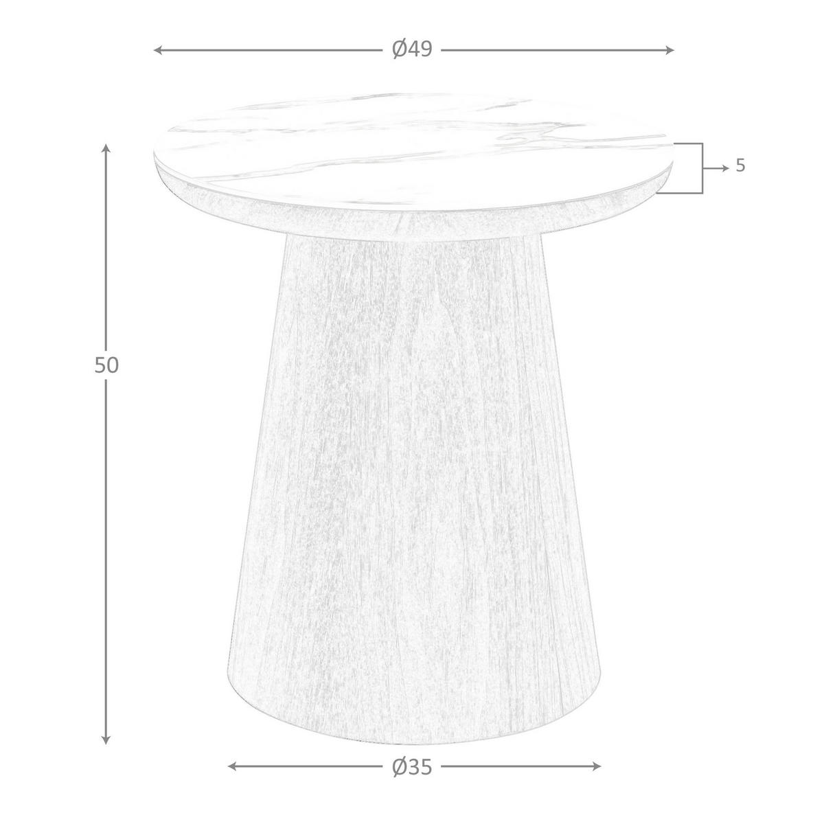ECKTISCH Runder Ecktisch aus Porzellanmarmor und Nussbaum Ø49/50 cm - Hellbraun/Walnussfarben, Holz/Keramik (49/49/50cm) - ANGEL CERDA