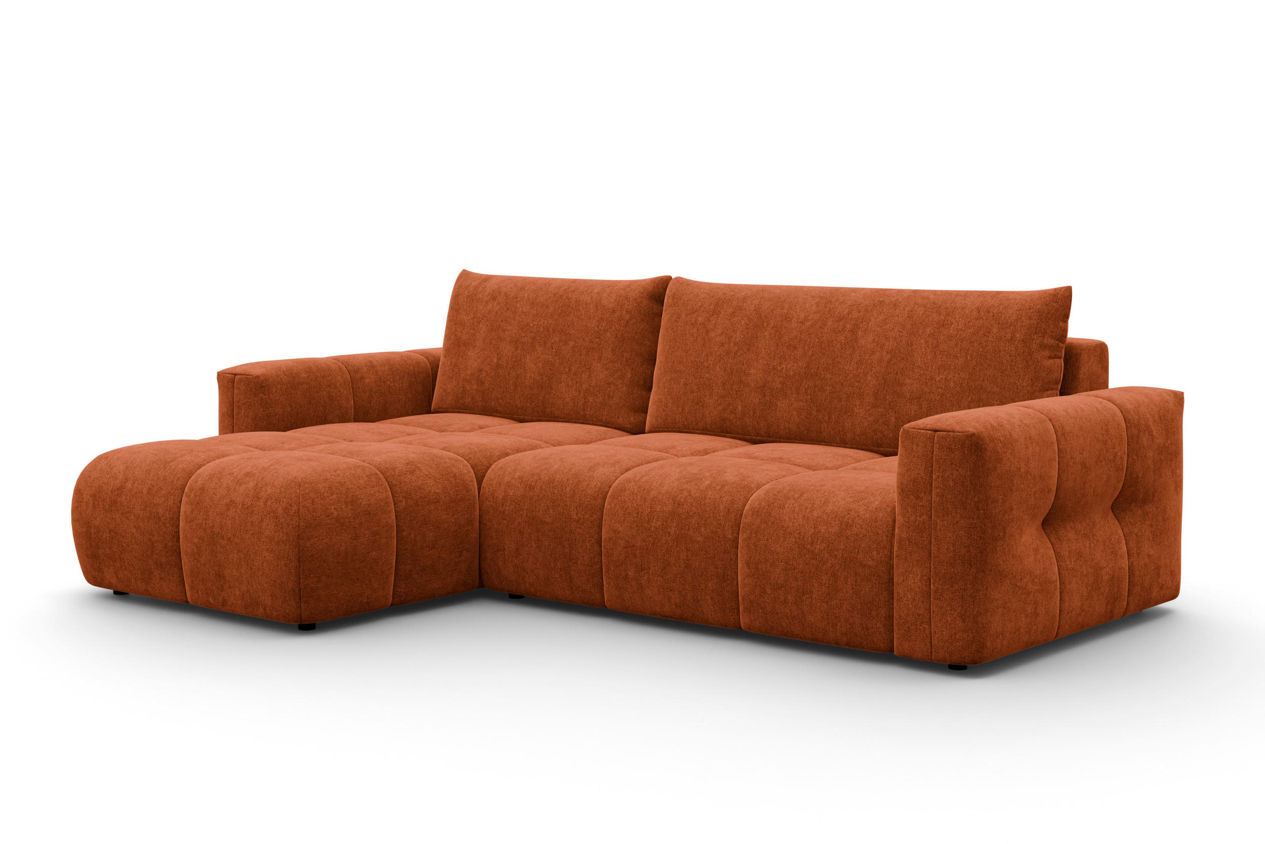 ECKSOFA VERONA 4-Sitzer links, Orange - Schwarz/Orange, Holz/Textil (266/173cm) - Courtois Laville