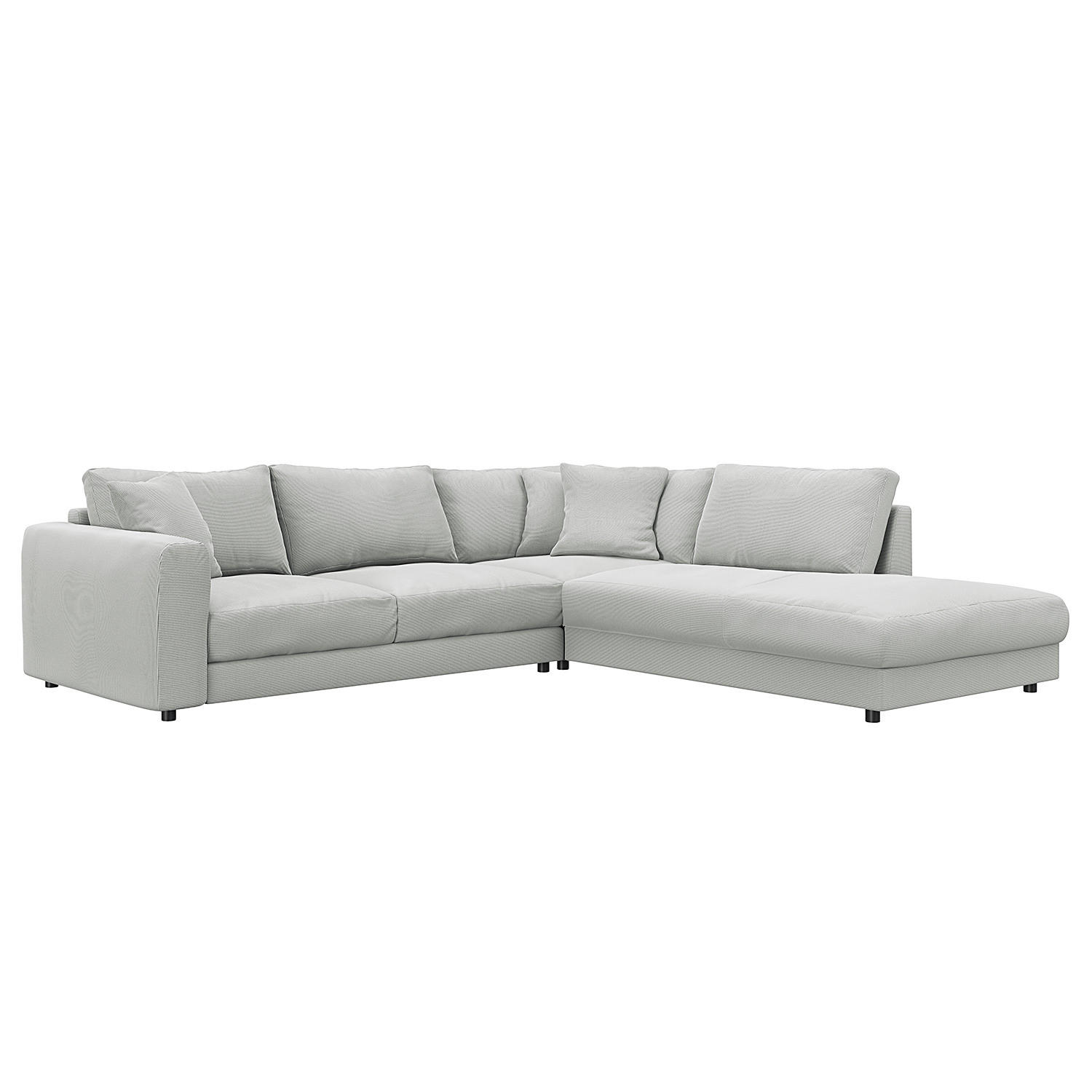 ECKSOFA mit Ottomane - Schwarz/Grau, Holz/Kunststoff (267/254cm) - home24
