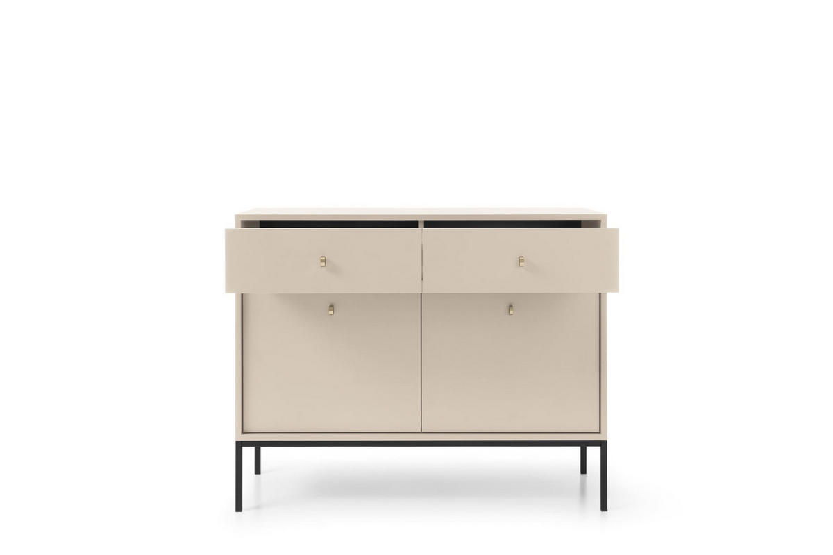 KOMMODE - kommode Melody II 2D2S Beige + Schwarz - Beige/Schwarz, Holzwerkstoff (104/83/39cm) - Möblo
