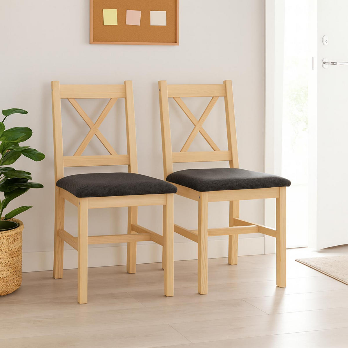 ESSZIMMERSTUHL Braun, Schwarz 2er-Set - Schwarz/Braun, Holz (43/85/44cm) - MCW