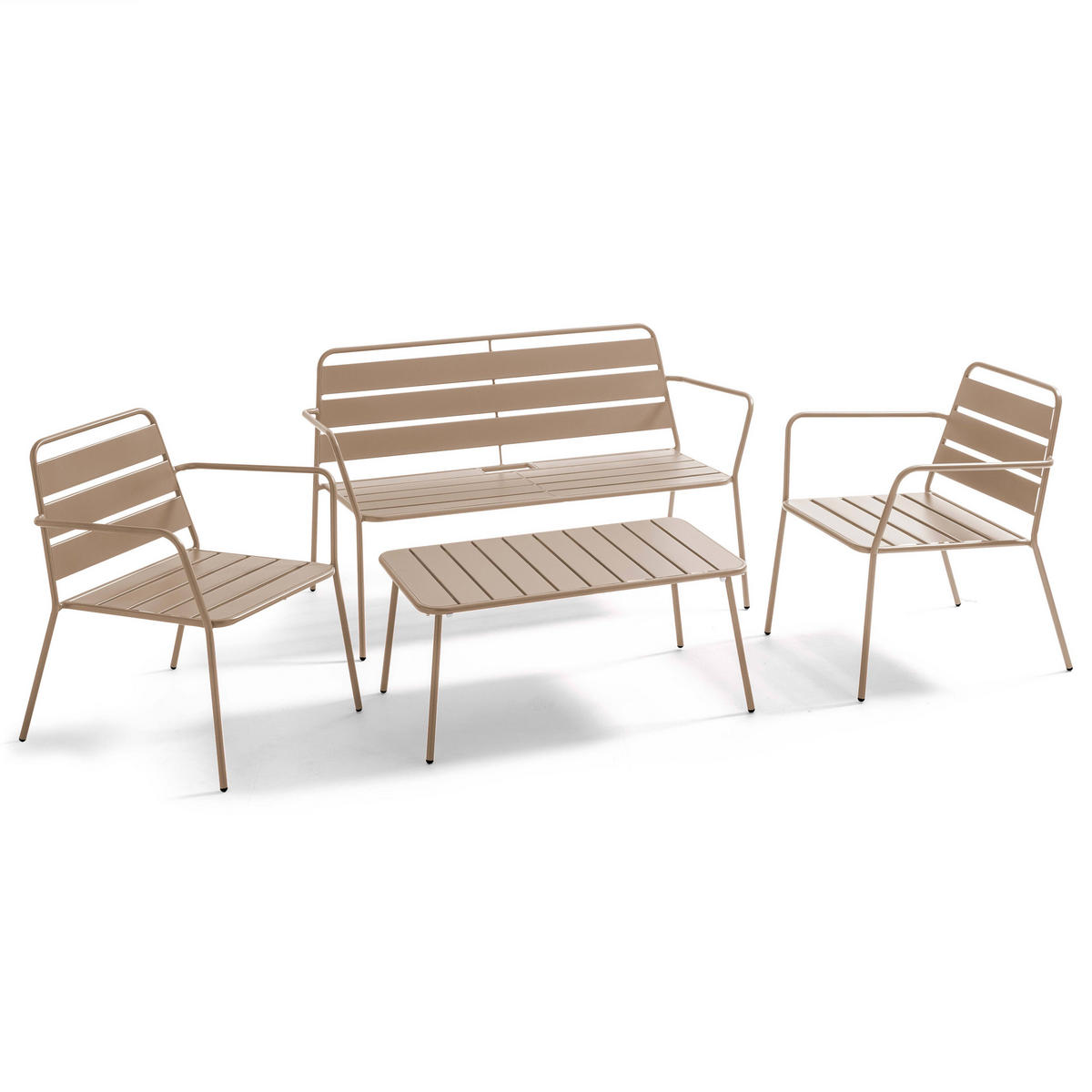 GARTEN-LOUNGETISCH, Taupe - Taupe, Metall (90/50/40cm) - Oviala