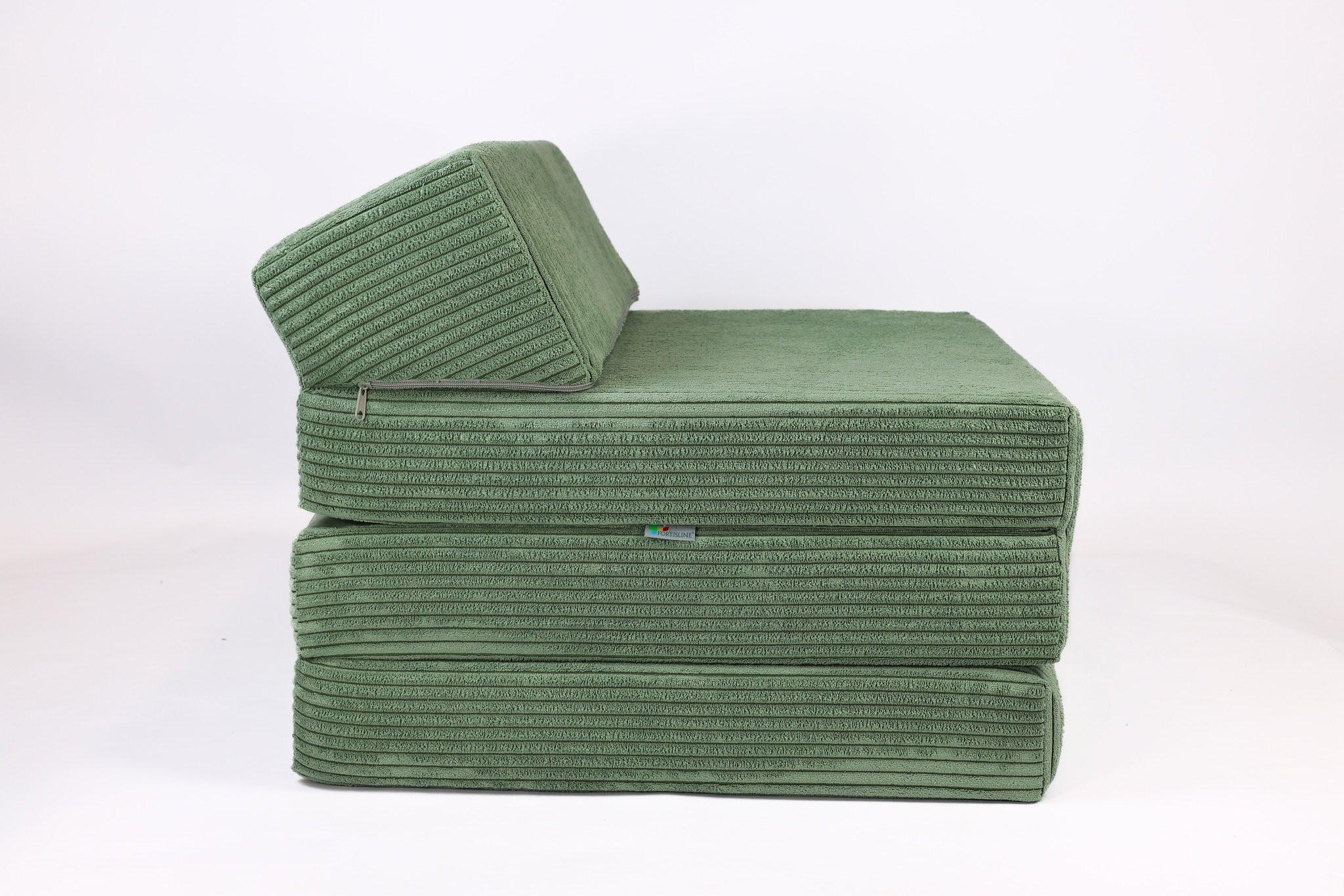KLAPPMATRATZE MIT KOPFTEIL aus Kuschel-Cord in Hellgrün - Hellgrün, Textil (70/200cm) - Fortisline