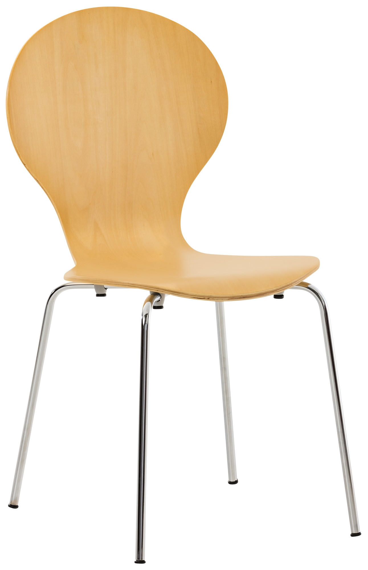 BESUCHERSTUHL Holz natura - Chromfarben/Eukalyptusholzfarben, Holz/Metall (43/86/45cm) - CLP