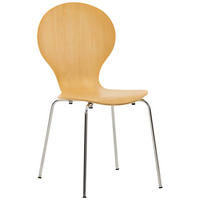 BESUCHERSTUHL Holz natura - Chromfarben/Eukalyptusholzfarben, Holz/Metall (43/86/45cm) - CLP