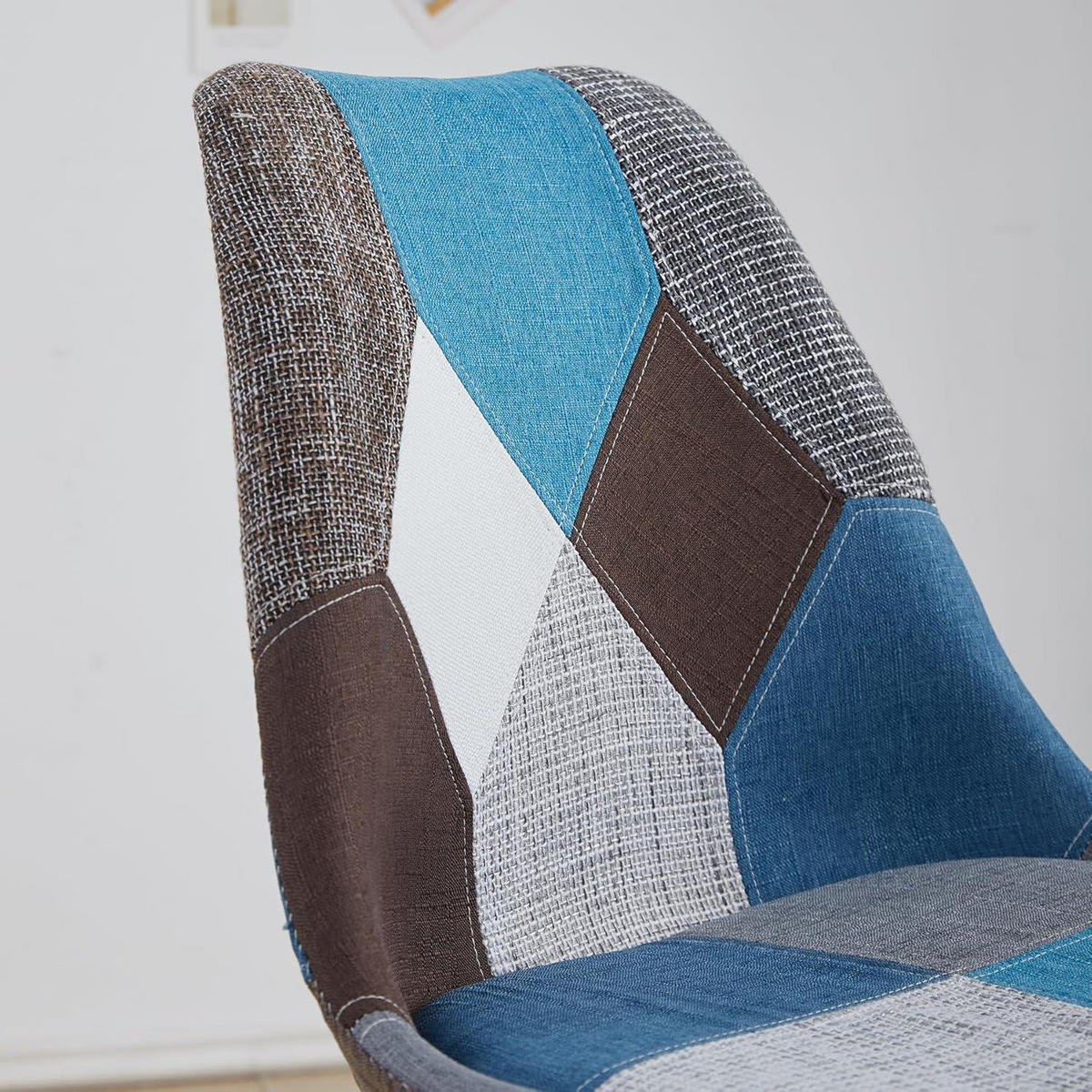ESSZIMMERSTUHL 6-teiliges Set Patchwork Blau Stoff Massivholzbeine - Multicolor, Textil (49/83/42cm)