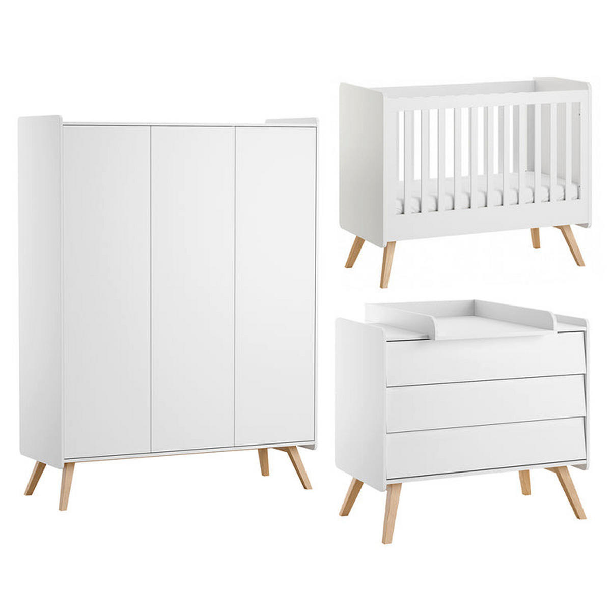 SOBA ZA BEBE 3-dijelniVintage Bijeli - bijela, drvni materijal (125/103/65cm) - Petits-meubles