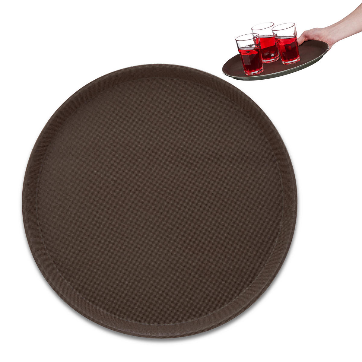 SERVIERTABLETT - Braun, Kunststoff (35/2/35cm) - Relaxdays