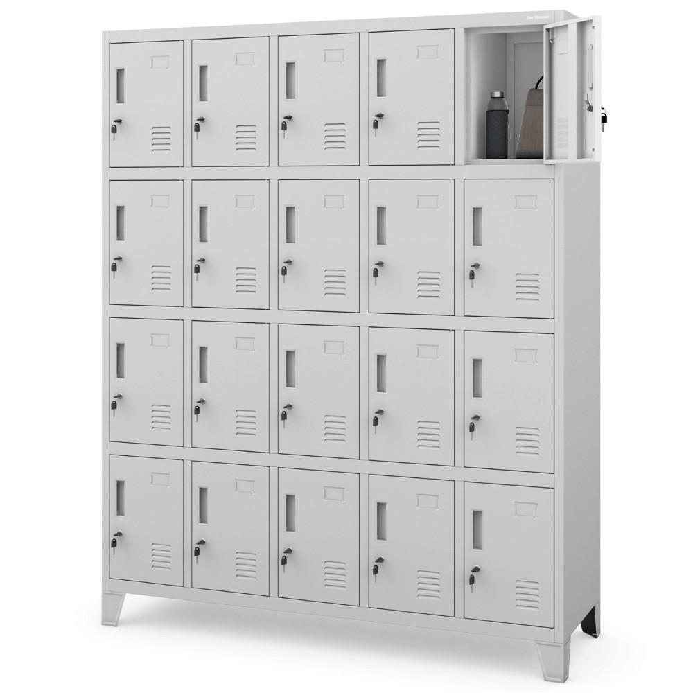 SCHLIESSFACHSCHRANK Spind TAMPA 20 Fächer172x136x45cm Grau - Grau, Metall (136/172/45cm) - DELUKE