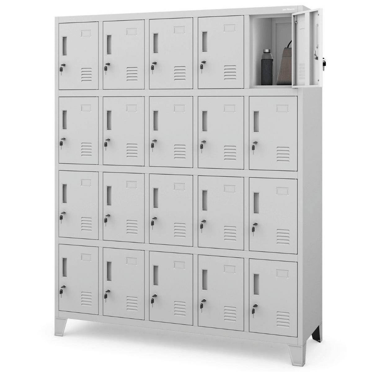 SCHLIESSFACHSCHRANK Spind TAMPA 20 Fächer172x136x45cm Grau - Grau, Metall (136/172/45cm) - DELUKE