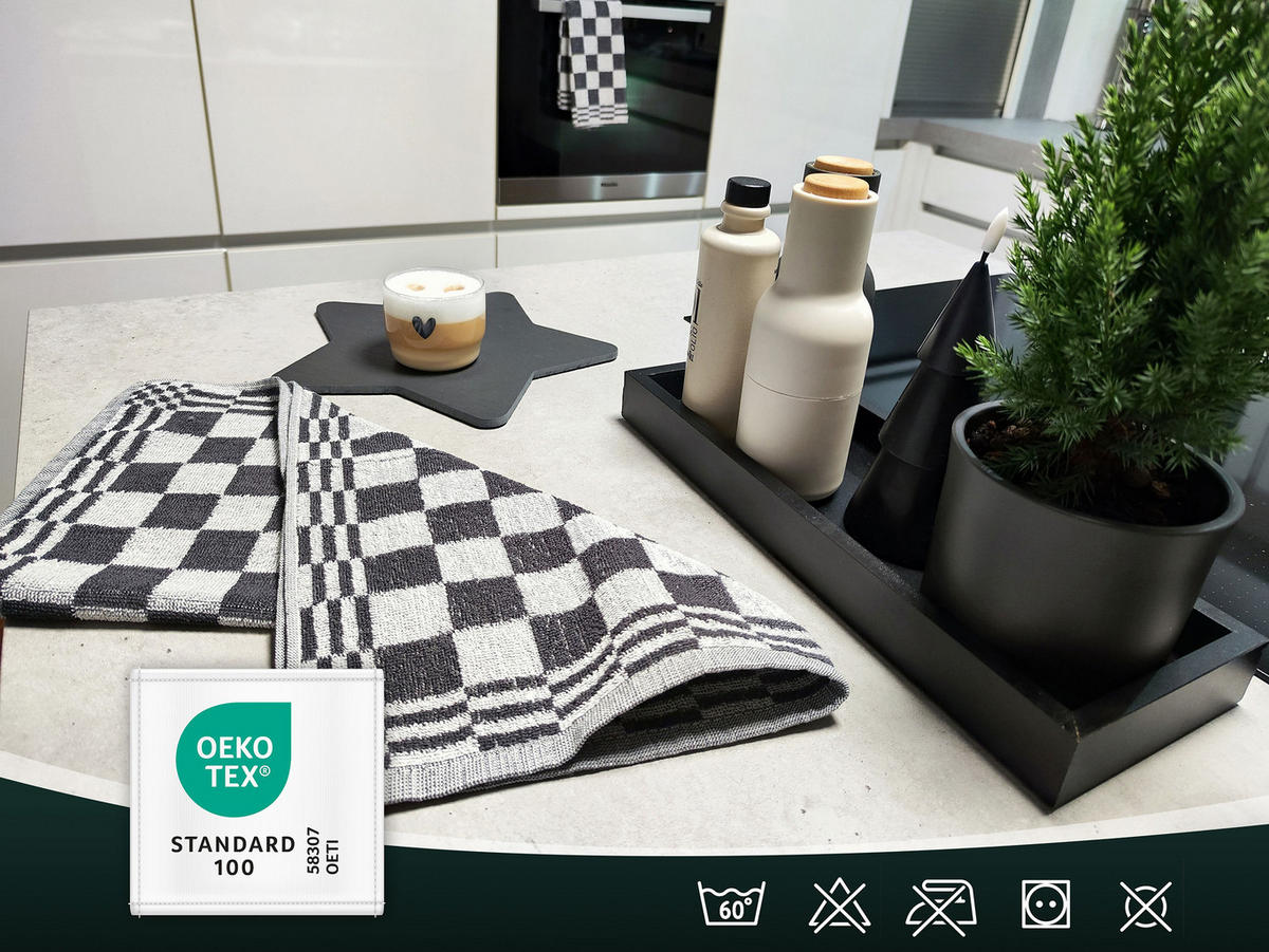 GESCHIRRTÜCHER, 4er-Set, 50x50 cm, 100% Baumwolle, Grau - Anthrazit, Textil (50/50cm) - Zollner