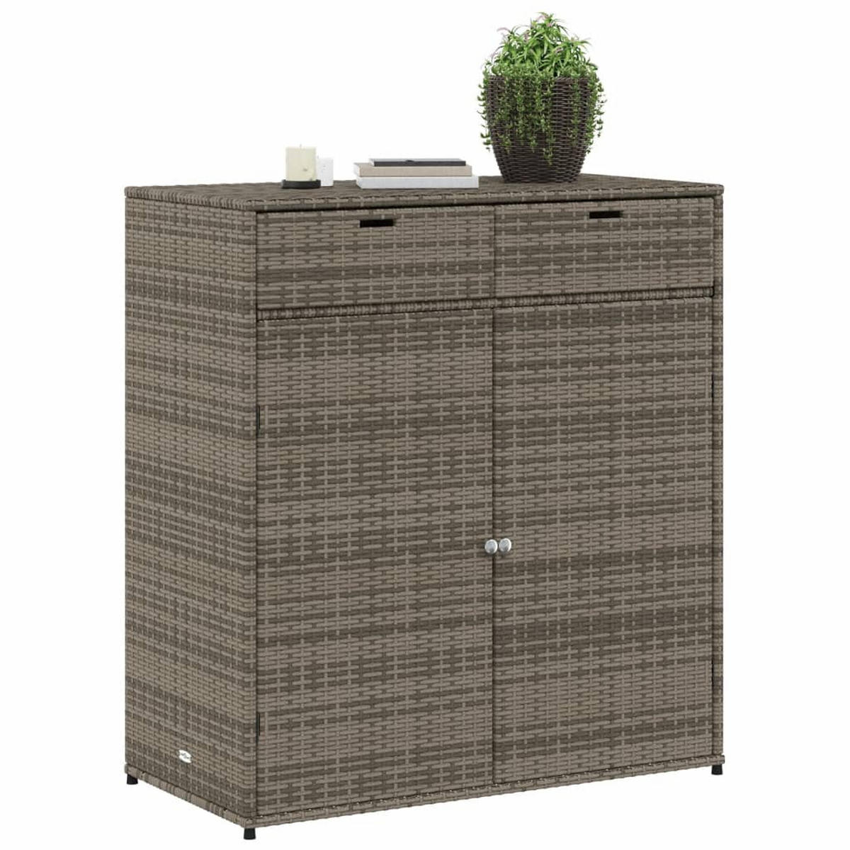 GARTENSCHRANK Grau 105x55x113 cm Poly Rattan - Grau, Kunststoff (105/113/55cm) - furnicato