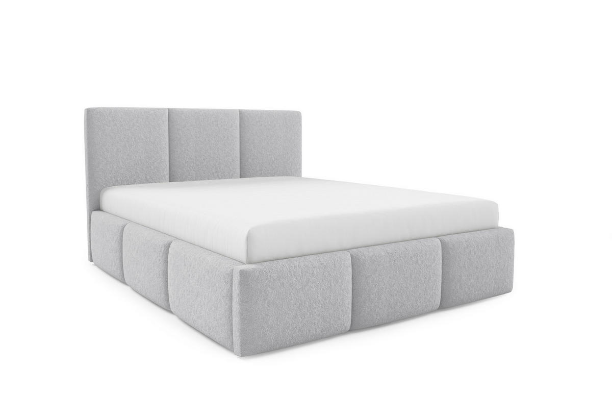 POLSTERBETT VALERIO mit Bettkasten, Bett 180x200,Doppelbett,Lattenrost,Boxspringbett-Optik,ohne Matratze,Schlafzimmer-Grau - Grau, Holz (180/200cm) - Furnistar