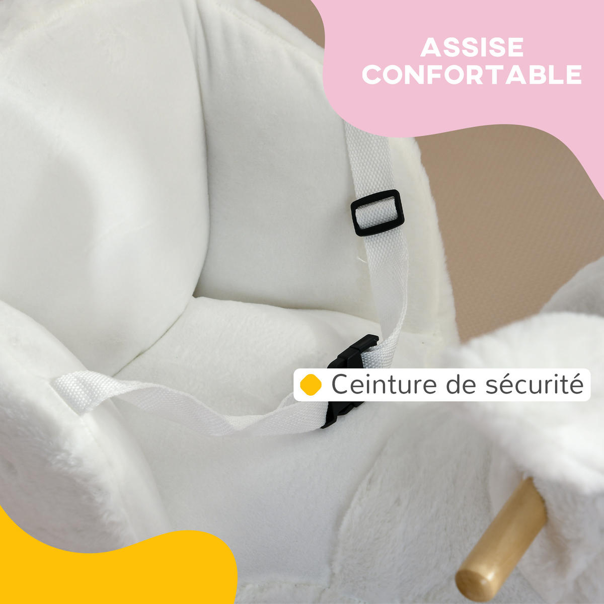 SCHAUKELPFERD DE-18239 Weiß - Weiß, Textil (33/50/60cm) - ComfortXL