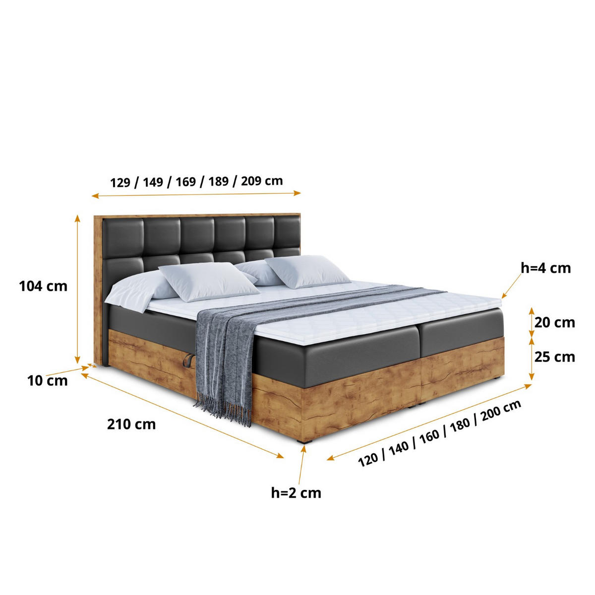 BOXBETT mit Matratze H4 und Lattenrost - LOLLI7 - 120x200 - Schwarz Hochglanz - Schwarz, Holzwerkstoff/Kunststoff (120/200cm) - ALTDECOR