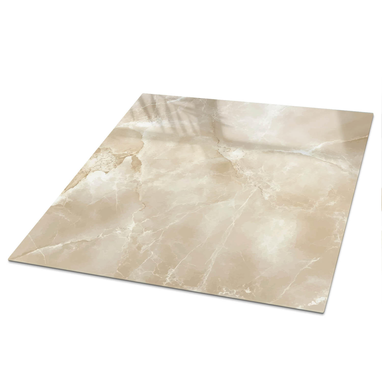 TISCHPLATTE 50x50 cm – Cremefarbener Marmor - Schwarz, Glas (50/50/0.4cm) - Wallfluent
