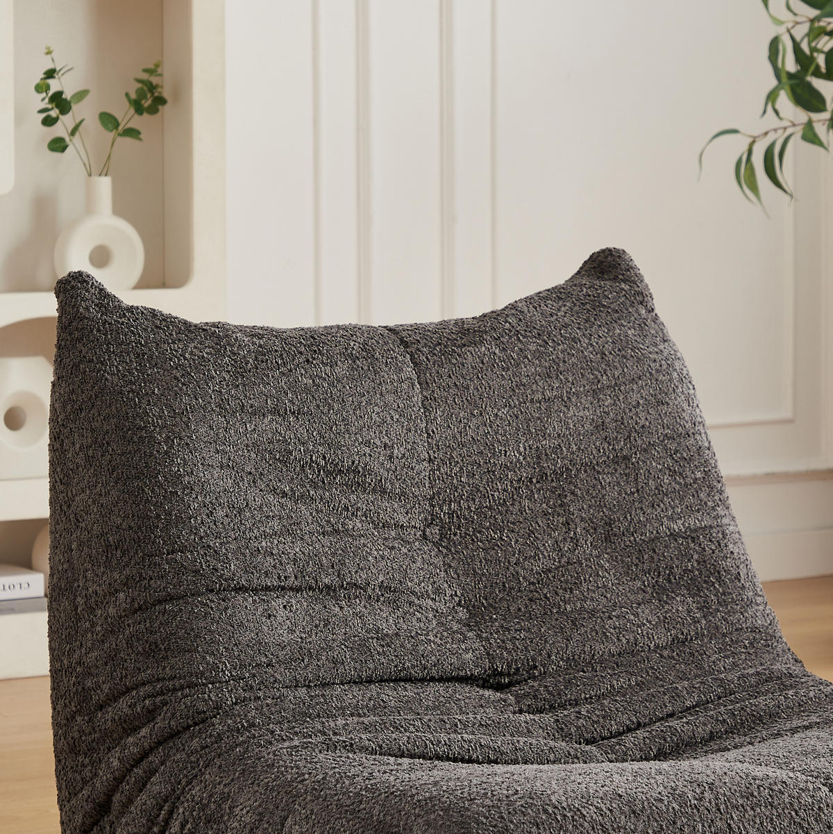 SCHLAFSESSEL mit Fußstütze Chenille Grau - Grau, Kunststoff (94/71/185cm) - Beauniv