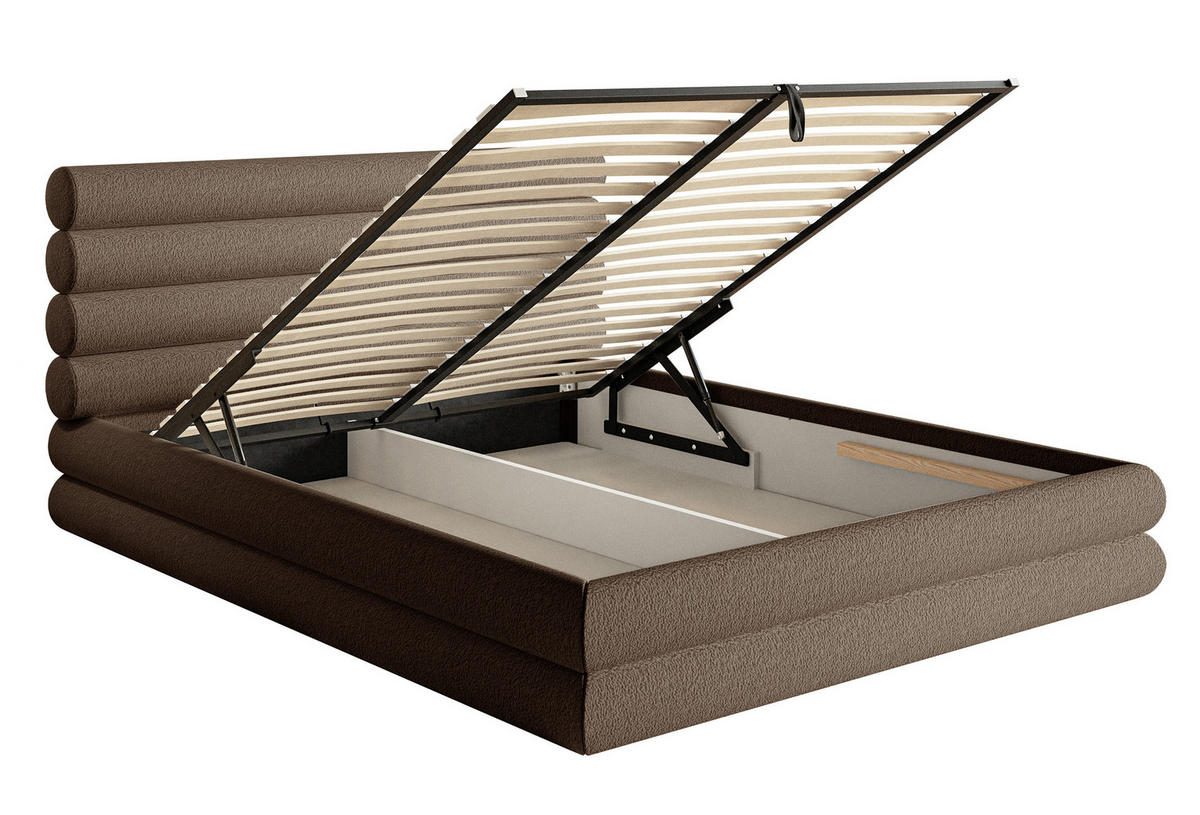 POLSTERBETT Buffalino Hellbraun Boucle 140/200 cm - Braun, Kunststoff/Textil (140/200cm) - Selsey