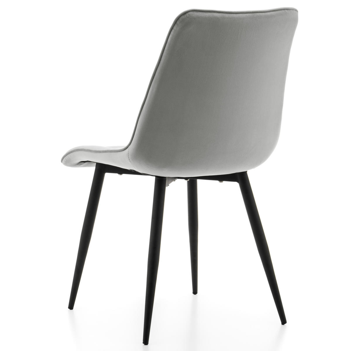 STUHL CHIC gespolsterter mit Steppung - hell grau - Samt Velours - Hellgrau/Schwarz, Metall (50/88/47cm) - NEW HOME