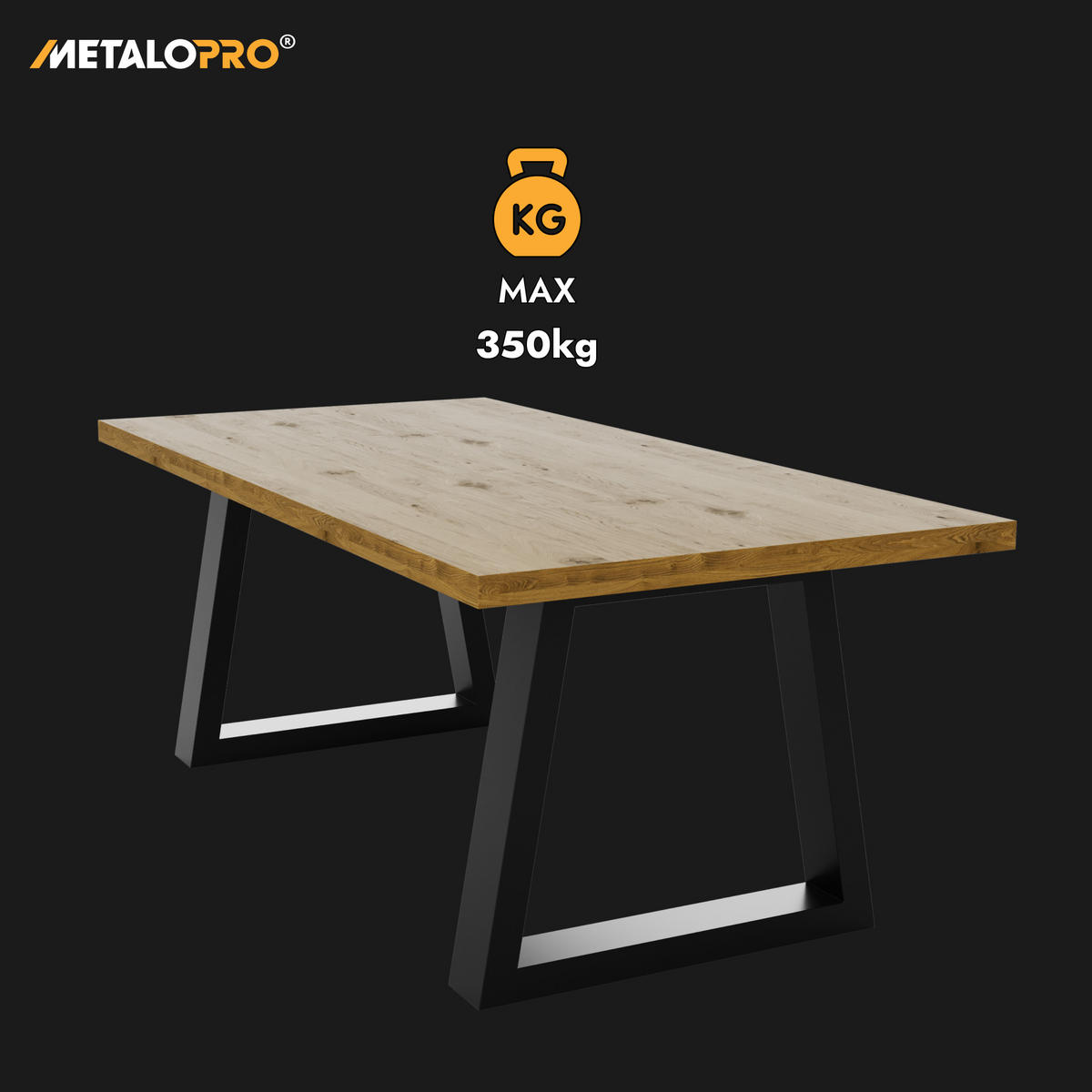 TISCHBEINE Nemesis Extreme Schwarz Metall 200/80/72 cm - Schwarz, Metall (80/72/200cm) - Metalo Pro