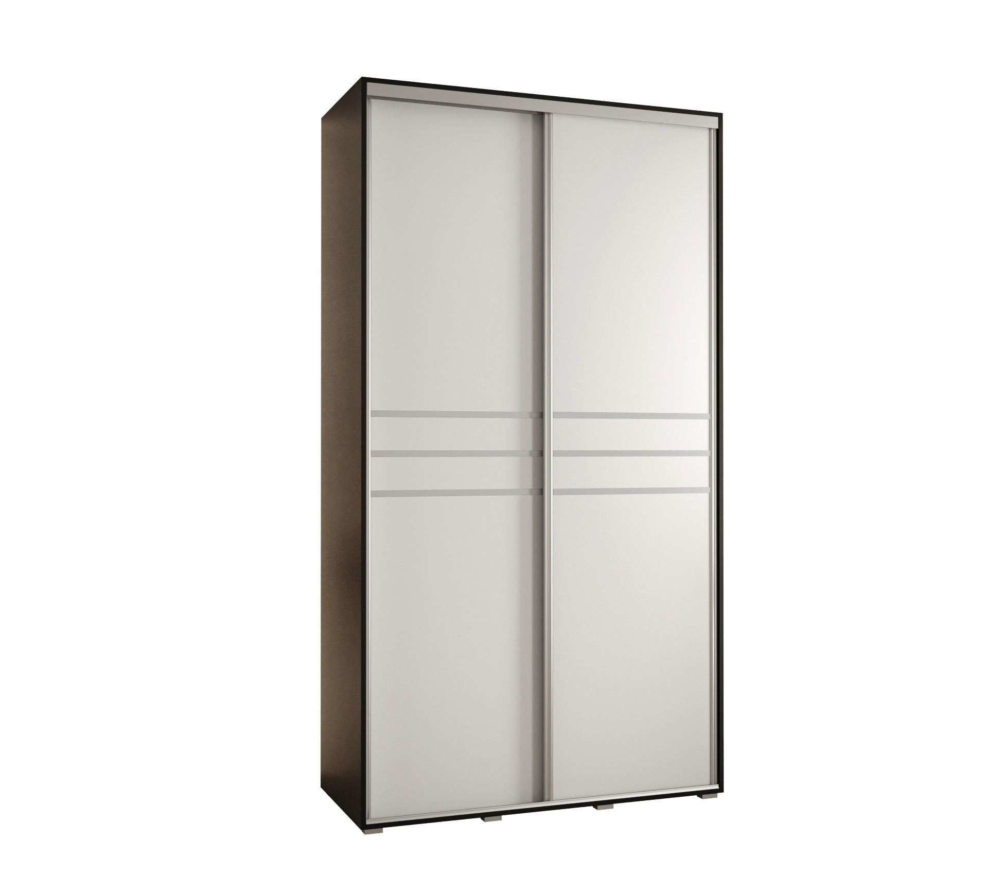 Abiks Möbel Schwebetürenschrank Schwarz, Weiß, Silber 130x235x45 cm