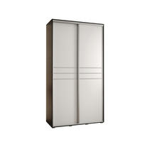 SCHWEBETÜRENSCHRANK 235,2/140/60 2-türig - Silberfarben/Schwarz, Holz/Metall (140/235/60cm) - Abiks Möbel