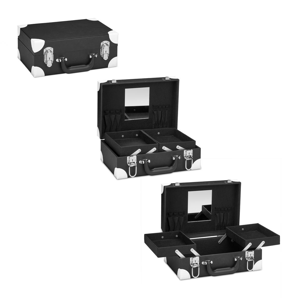 KOSMETIKKOFFER - Schwarz, Glas/Kunststoff (31/12.5/23cm) - Relaxdays