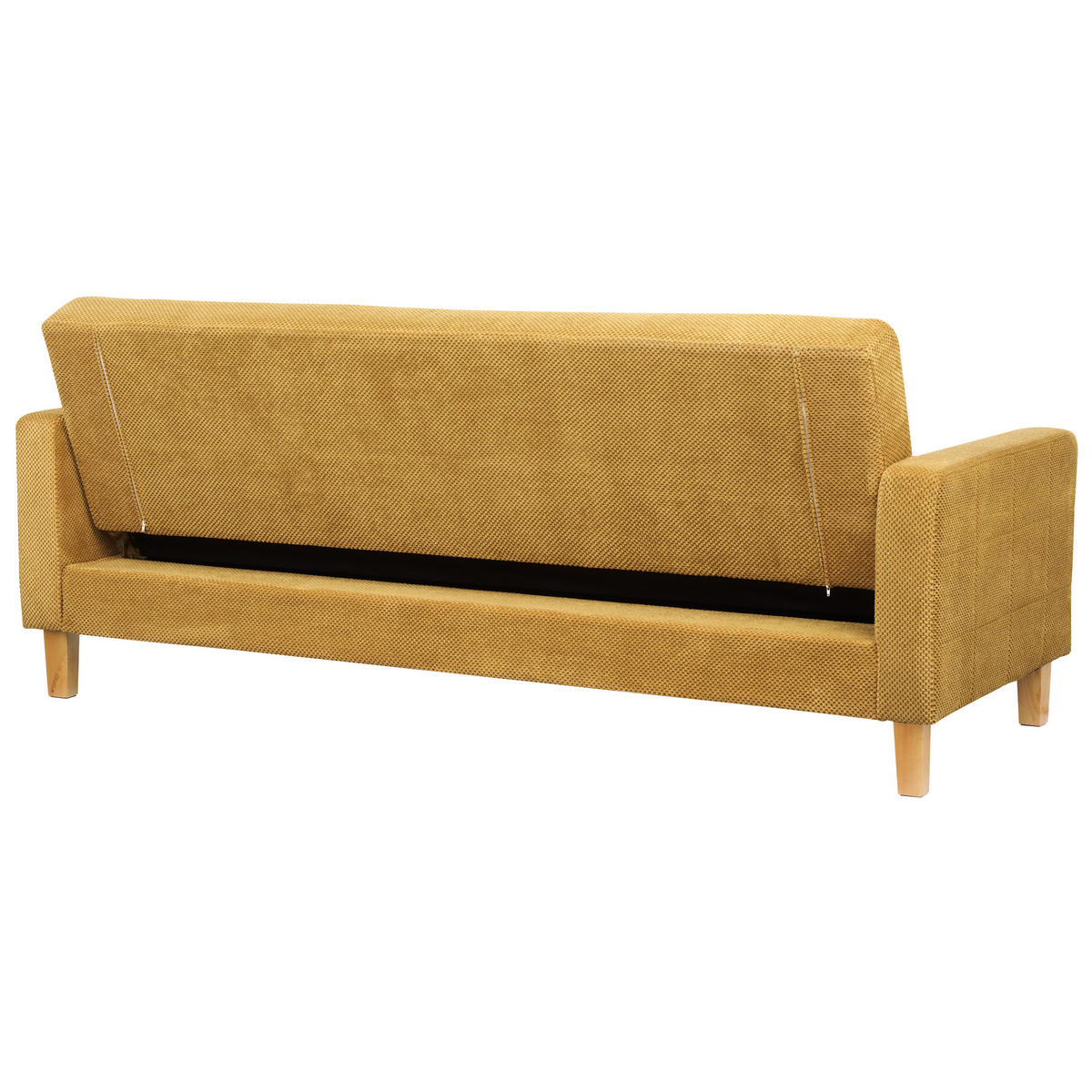 3-SITZER-SCHLAFSOFA senfgelb mit Stauraum Vehkoo - Hellbraun/Gelb, Textil (200/86/77cm) - Beliani